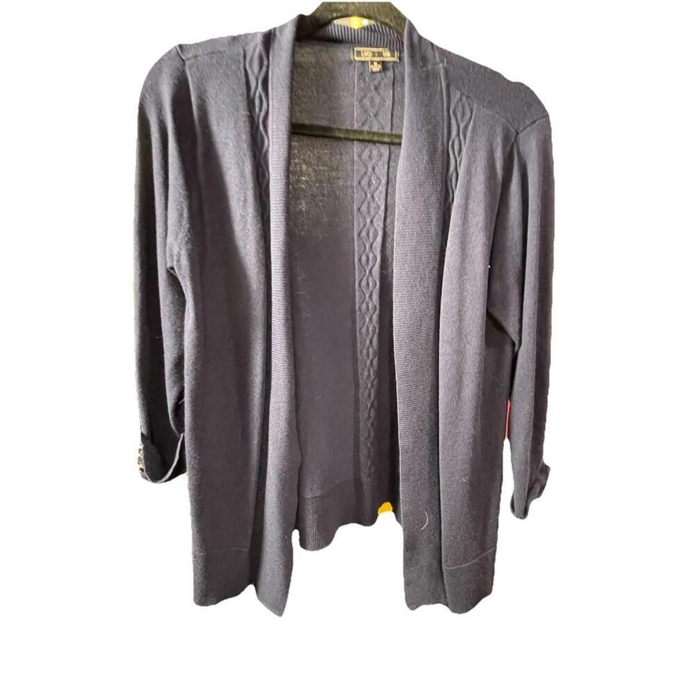 NWOT Lety & Me Women’s Navy Blue Detailed Open Cardigan Sz M